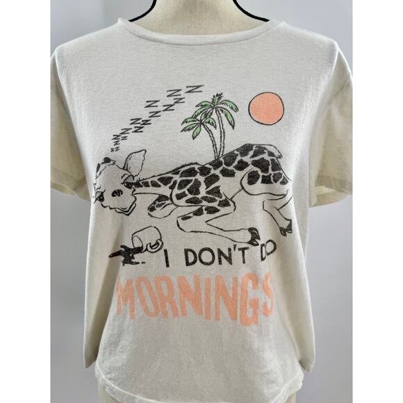 Re/Done Tops - RE/DONE Hanes Giraffe Mornings T-shirt Tee White Top Vintage Ivory Cotton L